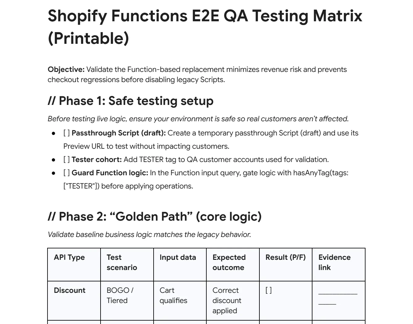 Real QA Matrix Preview